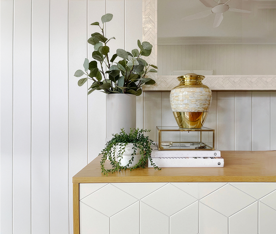Cremation urn on top of a table
